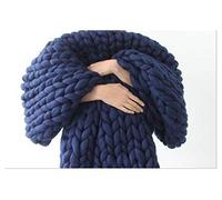 Chunky Yarn,Lana Gruesa Para Tejer A Mano 500g DIY Knitting Chunky Roving Hiling Super Soft Big Hilver Brazo de punto Manta Hand Ganchice Hat Bufanda(Dark Blue)