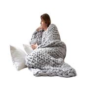 Chunky Yarn,Lana Gruesa Para Tejer A Mano Hilo grueso de bricolaje Hilado hilados hilo súper para hilado mano Manta punto tejer(Light grey 500g)