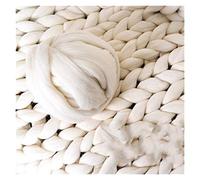 Chunky Yarn,Trapillo para Crochet 250 g/PCS tejido a mano hilo grueso Manta de punto mezclado anti-pilling súper suave para cama manta(White)