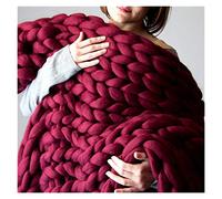 Chunky Yarn,Trapillo para Crochet 250 g/PCS tejido a mano hilo grueso Manta de punto mezclado anti-pilling súper suave para cama manta(Wine red)