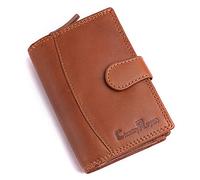 Chunkyrayan Cartera de Piel Auténtica Mujer Llavero RFID Vintage GB-30 Braun