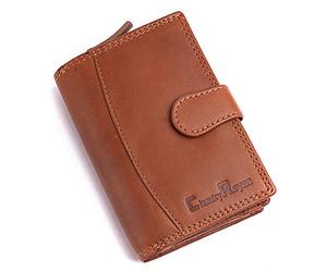 Chunkyrayan Cartera de Piel Auténtica Mujer Llavero RFID Vintage GB-30 Braun