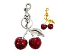 CHUNLINLAODA 1pcs Llavero de Cereza, Exquisito Colgante de Bolsa de Cereza,Lllavero de Coche de Cereza Brillante, Mochila Accesorio de decoración para mujeres y niñas (Color aleatorio)