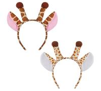CHUNLINLAODA 2 PCS Diademas de Jirafa, Diademas de Orejas de Animal, Diadema con orejas de jirafa, Diademas de Animales Niños para Halloween Fiesta Cumpleaños Navidad Carnaval Cosplay (A)