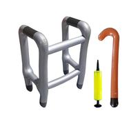 CHUNLINLAODA-Andador hinchable bastón hinchable el conjunto perfecto Andador Hinchable y Bastón Juego de andador hinchable y bastón Fiesta Divertido Regalo para Carnaval con Bomba Manual (gris plata)