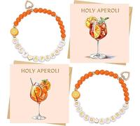 CHUNLINLAODA Aperol Regalos Mujer 2 Piezas de Pulsera Aperol y 2 Piezas de Tarjeta Aperol Regalos Aperol para Mujer para Amigos Colegas Familias Regalo de cumpleaños (Naranja)