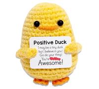 CHUNLINLAODA Divertido Positivo Pato Tejer Juguete de Pato, con Tarjeta Positiva Creativo, Mini Divertido Positivo para Amigos Ánimo Decoración (Amarillo)