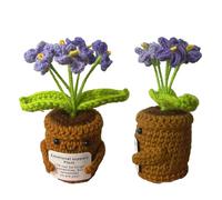 CHUNLINLAODA Flower Maceta de Ganchillo Flores de Ganchillo Hechas a Mano Regalo de Apoyo Emocional Hecho Mano con Tarjeta Estímulo Positivo para Familia Amigos Fiesta (Morado)