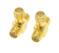 ChunLK Conector de antena coaxial de 3 canales, SMA macho/hembra en forma de T a divisor SMA doble en T, 10 unidades(Female to 2 Female)