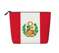 CHUNMINW Bolsa de cosméticos con estampado de la bandera de Perú para mujer, bolsa de maquillaje con cremallera, bolsa de aseo de viaje, organizador impermeable, Negro -, Talla única