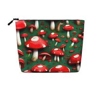 CHUNMINW Bolsa de cosméticos con estampado de setas rojas para mujer, bolsa de maquillaje con cremallera, organizador impermeable, Negro -, Talla única