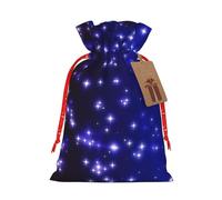 CHUNMINW Bolsa de lona con estampado de estrellas brillantes para regalos de cumpleaños, con cordón, para Navidad, fiestas, Navidad, 1 unidad, tamaño mediano