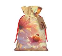 CHUNMINW Bolsa de regalo de cumpleaños con estampado de mariquita y mariposa, bolsa de lona portátil con cordón para fiesta de Navidad, 1 pieza mediana