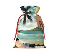 CHUNMINW Bolsa de regalo de cumpleaños con estampado de palmeras tropicales, bolsa de regalo portátil con cordón para fiesta de Navidad, 1 pieza pequeña