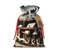 CHUNMINW Bolsa de regalo de cumpleaños con impresión de tren de locomotora de vapor, bolsa de regalo portátil con cordón para fiesta de Navidad, 1 pieza pequeña