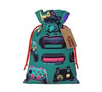 CHUNMINW Bolsa de regalo de cumpleaños con patrones de control de juegos, bolsa de regalo portátil con cordón para fiesta, Navidad, 1 pieza pequeña