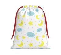 CHUNMINW Bolsa de regalo de terciopelo suave con estampado de estrellas y nubes de luna, bolsa de regalo personalizada para boda, cumpleaños