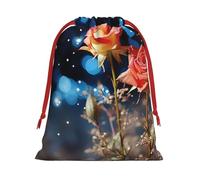 CHUNMINW Bolsa de regalo de terciopelo suave con estampado de rosa roja bajo la luna, bolsa de regalo personalizada con cordón, bolsa de regalo grande para Navidad, boda, cumpleaños