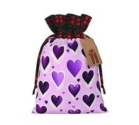 CHUNMINW Bolsa de regalo personalizada con cordón para mujer, diseño de corazones morados, para Navidad, fiesta, boda, San Valentín, 1 unidad