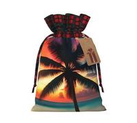 CHUNMINW Bolsa de regalo personalizada con cordón para mujer, diseño de palmera tropical y puesta de sol, para Navidad, fiesta, boda, San Valentín, 1 unidad