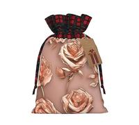 CHUNMINW Bolsa de regalo personalizada con cordón para mujer, diseño de papel pintado de oro rosa, para Navidad, fiesta, boda, San Valentín, 1 unidad