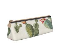 CHUNMINW Bonito estuche de piel triangular minimalista con estampado de cactus y organizador de cosméticos con impresión completa para viajes y trabajo, Blanco, One Size, Elegante