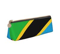 CHUNMINW Estuche de piel triangular minimalista con estampado de bandera de Tanzania, organizador de cosméticos con impresión completa para viajes y trabajo