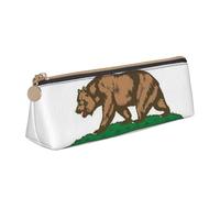 CHUNMINW Estuche de piel triangular minimalista con estampado de bandera del estado de California, organizador de cosméticos con impresión completa para viajes y trabajo