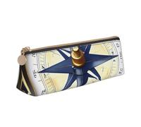 CHUNMINW Estuche de piel triangular minimalista con estampado de brújula náutica, organizador de cosméticos con impresión completa para viajes y trabajo, Blanco, One Size, Elegante