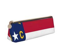 CHUNMINW Estuche de piel triangular minimalista con estampado de la bandera del estado de Carolina del Norte, organizador de cosméticos con impresión completa para viajes y trabajo