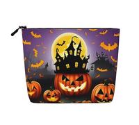 CHUNMINW Happy-Halloween-Day-Trick-Or Treat - Bolsa de cosméticos con cremallera para mujer, bolsa de maquillaje con cremallera, organizador de cosméticos de viaje, impermeable, Negro -, Talla única