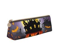 CHUNMINW Happy-Halloween-Day-Trick-Or-Treat Print Minimalista Triangular Estuche de Piel Estuche Cosmético Organizador con Impresión Completa para Viajes Trabajo Blanco, One Size, Diseño Elegante,
