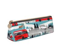 CHUNMINW I Like London - Estuche de piel triangular minimalista con impresión completa para viajes y trabajo
