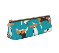 CHUNMINW Perros (2) Estuche minimalista triangular de cuero organizador de cosméticos con impresión completa para viajes y trabajo