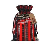 CHUNMINW Phone Booth London Street Print - Bolsa de regalo personalizada con cordón para mujer, fiesta de Navidad, boda, San Valentín, 1 pieza