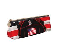 CHUNMINW Red Line - Estuche de piel triangular minimalista con estampado de bandera de Estados Unidos, organizador de cosméticos con impresión completa para viajes y trabajo, Blanco, One Size,