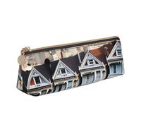 CHUNMINW San Francisco Estuche de lápices triangular minimalista de cuero con impresión completa para viajes y trabajo, blanco, talla única, Elegante