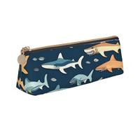 CHUNMINW Sharks - Estuche de piel triangular minimalista con impresión náutica, organizador de cosméticos con impresión completa para viajes y trabajo, Blanco, One Size, Elegante