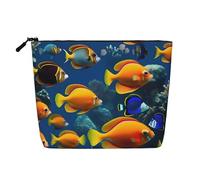 CHUNMINW The Underwater World - Bolsa de cosméticos con estampado de peces tropicales para mujer, bolsa de maquillaje con cremallera, organizador impermeable, Negro -, Talla única