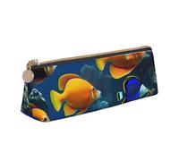 CHUNMINW The Underwater World - Neceser de piel con estampado de pez tropical, minimalista triangular, organizador de cosméticos, organizador de cosméticos, para viajes, negocios, color blanco/jardín