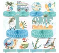 Chunnin 10 centros de mesa The Big One Honeycomb para verano, playa, decoración de fiesta de primer cumpleaños, surf, playa, centro de mesa de cumpleaños de 1 año, suministros para decoración de mesa