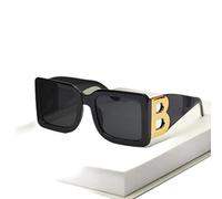 CHUNNUAN Gafas de sol rectangulares de gran tamaño The Letter B cuadradas de lujo para mujeres y hombres, color negro y gris