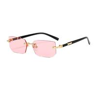 CHUNNUAN Gafas de sol rectangulares sin montura a la moda, populares, para mujeres y hombres, pequeñas gafas de sol cuadradas para mujeres y hombres, viajes de verano, 9