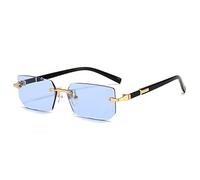 CHUNNUAN Gafas de sol rectangulares sin montura a la moda, populares, para mujeres y hombres, pequeñas gafas de sol cuadradas para mujeres y hombres, viajes de verano, 5