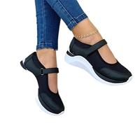 CHUNNUAN Zapatillas de verano con cuña de malla transpirable para mujer, plataforma con velcro, zapatos vulcanizados, zapatos de retazos, zapatos casuales para caminar, color negro, 41
