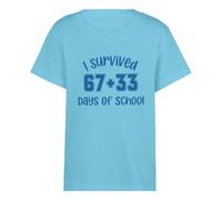 CHUNOTU 100 Days of School - Camiseta de verano para mujer, manga corta de gran tamaño, azul celeste, XL
