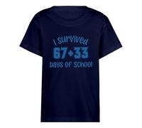 CHUNOTU 100 Days of School - Camiseta de verano para mujer, manga corta de gran tamaño, azul marino, 3XL