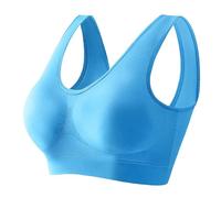 CHUNOTU - Brasier deportivo para mujer, de alto soporte, cómodo, elástico, para entrenamiento, yoga, talla grande, cobertura completa, sin varillas, brasier diario, azul, S