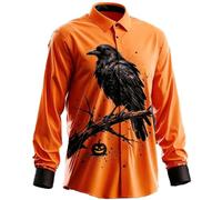 CHUNOTU - Camiseta de manga larga para hombre, diseño de calavera de calabaza, con botones, A03-blanco, 3XL