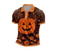 CHUNOTU - Polo de manga corta para hombre, diseño de calabaza, con cuello de botón, A01-amarillo, M